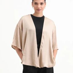 RAREISM Beige Polyester Solid Shrug-picture-30