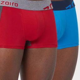 Zoiro Directorie Blue & Ribbon Red Regular Fit Trunks - Pack Of 2-image-11