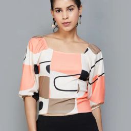 Code by Lifestyle Multicolored Printed Crop Top-image-4