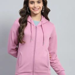 Monte Carlo Pink Cotton Blend Solid Full Sleeve Sweatshirt-image-25