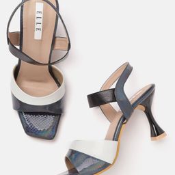 ELLE Navy Blue & White Textured Sandals-58