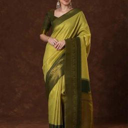 Saree Mall Light Green Silk Self Saree with Blouse Piece-image-52
