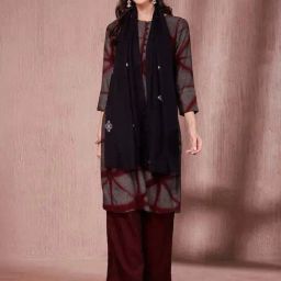 Fabindia Black Embroidered Dupatta-image-94