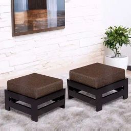 Ikiriya Amber Jute Brown Sheesham Wood Contemporary Foot Stools in Extra Dark Mahogany Finish-image-94