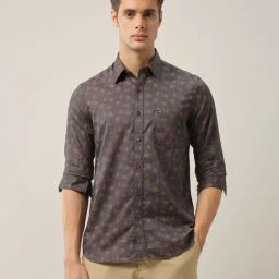 Arrow Sport Brown Cotton Slim Fit Printed Shirt-picture-3