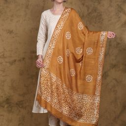 Exotic India Ethnic Motifs Printed Art Silk Batik Dupatta-picture-12
