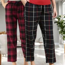 Kryptic Black & Maroon Cotton Relaxed Fit Printed Lounge Pants - Pack of 2-image-79