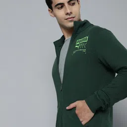 Puma Men Green Graphic Slim Fit Sporty Track Jacket-picture-19