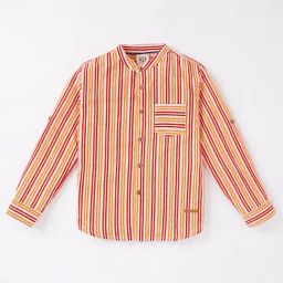 Ed-a-Mamma Kids Orange Striped Full Sleeves Shirt-image-38