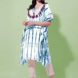 MIRCHI FASHION White & Blue Embroidered A Line Kaftan-image-59
