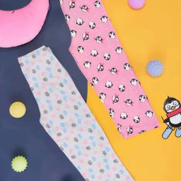 YU by Pantaloons Kids Pink & White Cotton Printed Pajamas (Pack of 2)-image-59