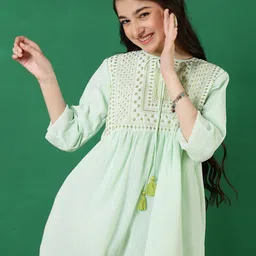 BAESD Embroidered Keyhole Neck Georgette Top-image-86