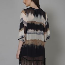PURYS Abstract Printed Tasselled Shrug image 4