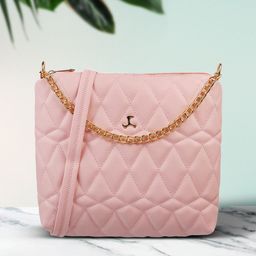 Mochi Pink Quilted Structured Sling Bag-40