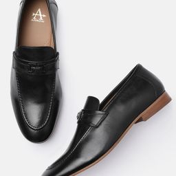 Arrow Men Black Solid WELLINGTON Formal Leather Loafers-image-36