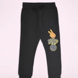 Pantaloons Junior Black Cotton Printed Trackpants-picture-15