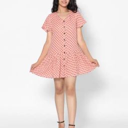 TeenTrums Girls Peach Printed Dress-image-25