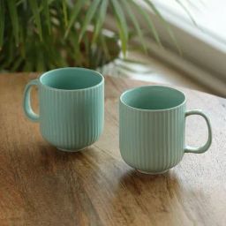 ExclusiveLane Coral Reef Light Green Ceramic Mugs - Set of 2, 300 ML-image-95