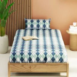 KOPA Bagator Light Grey Microfibre Floral 152 TC Single Flat Bedsheet with 1 Pillow Cover-32