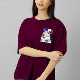 Moda Rapido Women Graphic Printed Round Neck Cotton Oversized T-shirt-image-89