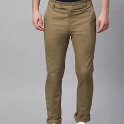 Hubberholme Men Khaki Slim Fit Solid Chinos-image-75
