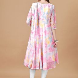 PMD Fashion Tie & Dyed Printed Round Neck A-Line Kurta With Leggings & Dupatta image 3