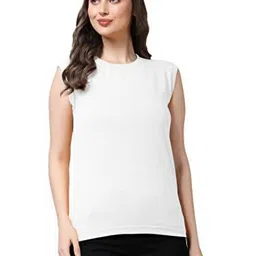 NOTWILD Women Solid Round Neck Cotton T-shirt-picture-16