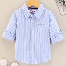 Babyhug Cotton Full Sleeves Striped Shirt - Blue-image-64