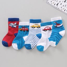 Cute Walk by Babyhug Ankle Length Antibacterial Socks Stripes Print Pack Of 5 - Multicolor-image-85