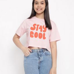 Lil Tomatoes Half Sleeves Stay Cool Text Printed Top - Pink-image-11