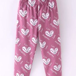 Doreme Cotton Lycra Knit Full Length Leggings Heart Print -Mouve-image-39