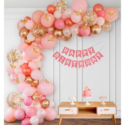 Bubble Trouble Pink theme Birthday Decorations for Girls with 3D Butterflies Rose Gold - Pack of 74-picture-22