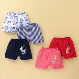 OHMS Single Jersey Knit Knee Length  Shorts Wild Animal Print Pack of 5 - Multicolour-image-35