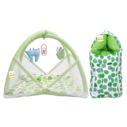 Toddylon New Born Baby Bedding Set Mattress with Mosquito Net & Sleeping Bag Combo - Green-16