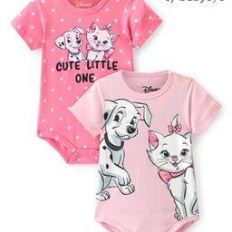 Babyoye Disney Interlock Knit Half Sleeves Onesies with 101 Dalmatians Graphics Pack of 2 - Pink-image-11