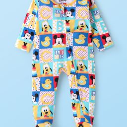 Babyhug Disney Cotton Knit Full Sleeves Sleep Suit With Minnie Mouse & Friends Graphics - Blue-picture-20