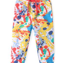 Babyhug French Terry Knit Full Length Lounge Pant with Colour Splash Print - Multicolour-image-45