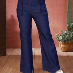 Aarika Denim Pockets Detailed Palazzo - Navy Blue-image-6