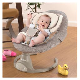 Baybee Automatic Electric Swing Cradle for Baby with 5 Adjustable Swing, 3 Recline, Music, Mosquito Net & Belt | Baby Swing Rocker with Bluetooth, Remote & Soft Toys | Swing for Baby - Grey-9