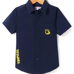 Under Fourteen Only Cotton Half Sleeves Beach Theme Printed Shirt - Navy Blue-picture-26