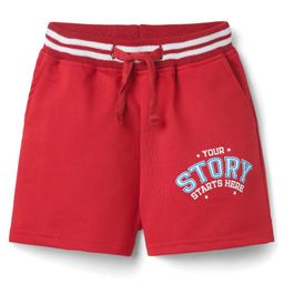 Pine Kids Looper Knit Mid Thigh Shorts With Text Print - Red-image-48