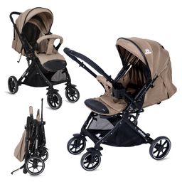 Infantso GlideX Baby stroller / Pram for new born, kids with Safety Harness Belt, Large Storage Basket, Reversible Handle, Folding with one hand, Shock Absorption Wheels, Lightweight Baby Stroller for 0 to 3 Years (Khaki)-24
