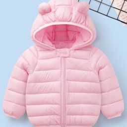 Mark & Mia Full Sleeves Solid Hooded Padded Jacket With Ear Applique - Pink-image-76