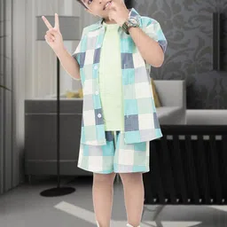 NEW GEN Boys Checked T-shirt and Shirt with Shorts-38