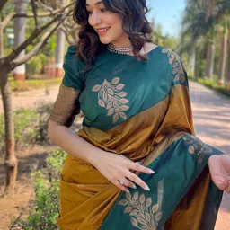 PHEASANT Ethnic Motifs Woven Design Zari Banarasi Saree-picture-48