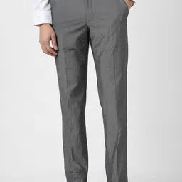 Van Heusen Men Textured Slim Fit Trousers-image-56