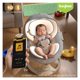 Baybee Automatic Electric Swing Cradle for Baby with 5 Adjustable Swing, 3 Recline, Music, Mosquito Net & Belt | Baby Swing Rocker with Bluetooth, Remote & Soft Toys | Swing for Baby - Grey image 2