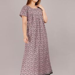 AAKARSHANA CREATION Pink Pure Cotton Maxi Printed Nightdress-image-71