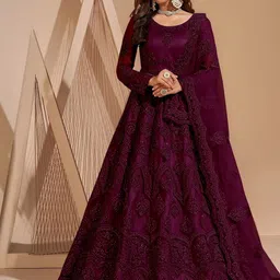 Aika Embroidered Net Formal Fit & Flare Maxi Dress-image-95