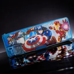 Captain America Iron Man Marvel Design Magnetic Both Side With Sharpner Art Plastic Pencil Box-image-9